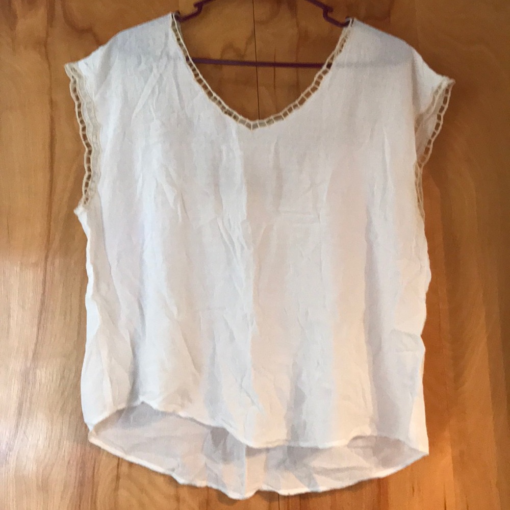 White embroidered Maurices crop tank
